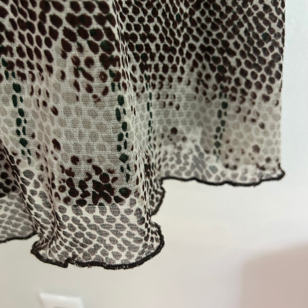 BCBGMAXAZRIA Womens Brown Snakeskin Mesh V-Neck Balloon Sleeve Mini Dress XS - Picture 5 of 8